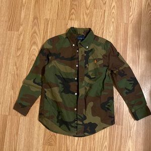 Ralph Lauren Camo button down shirt boys in great condition Free Shipping